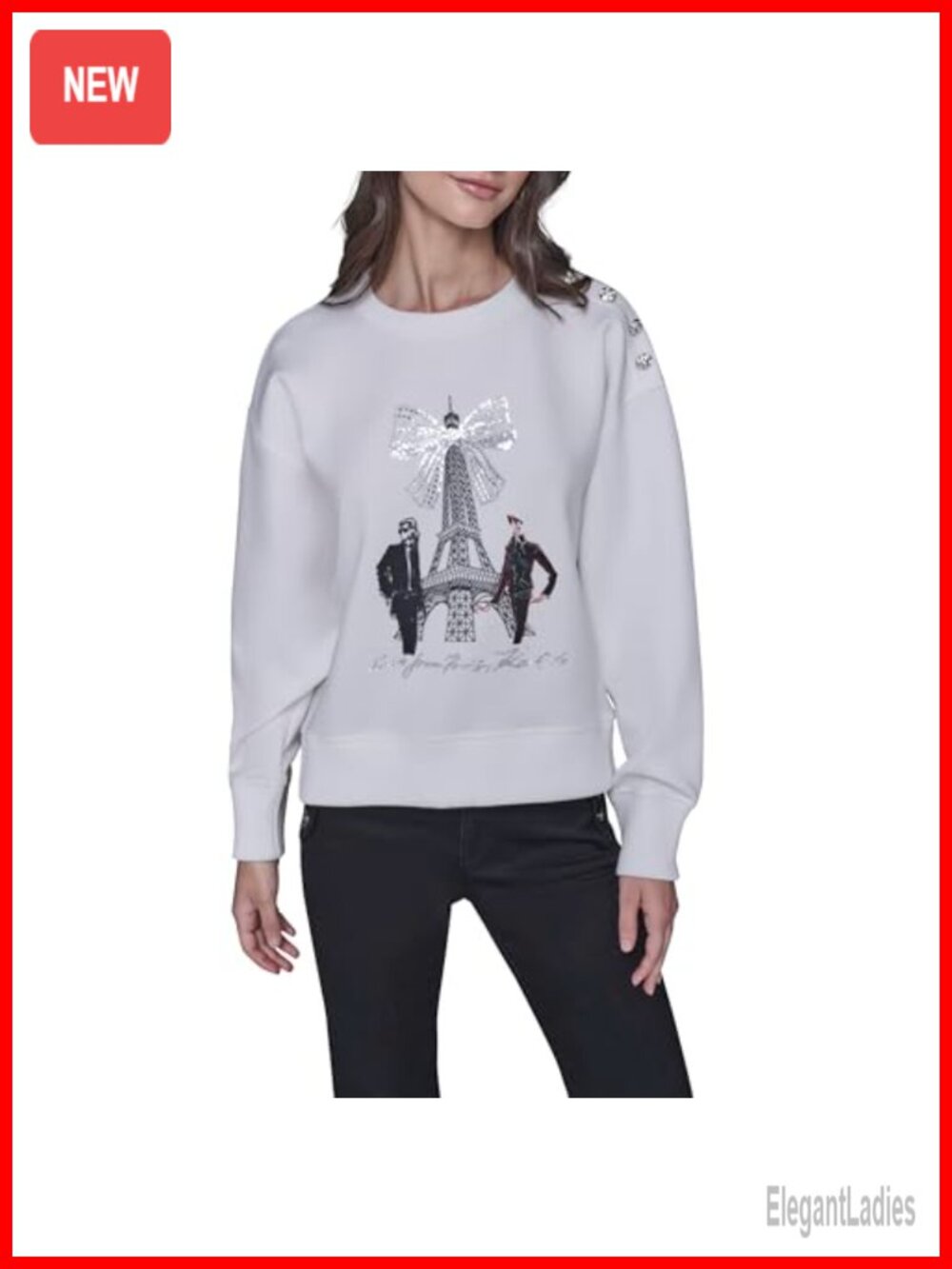 KARL LAGERFELD Long Sleeve Crew Neck Scuba Sweatshirt Pullover